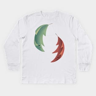 Falling and Dancing Autumn Leaves Illustration Kids Long Sleeve T-Shirt